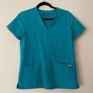 FIGS Teal Blue Casma Scrub Top Two Pocket Nurse Uniform Dr Women's size XS